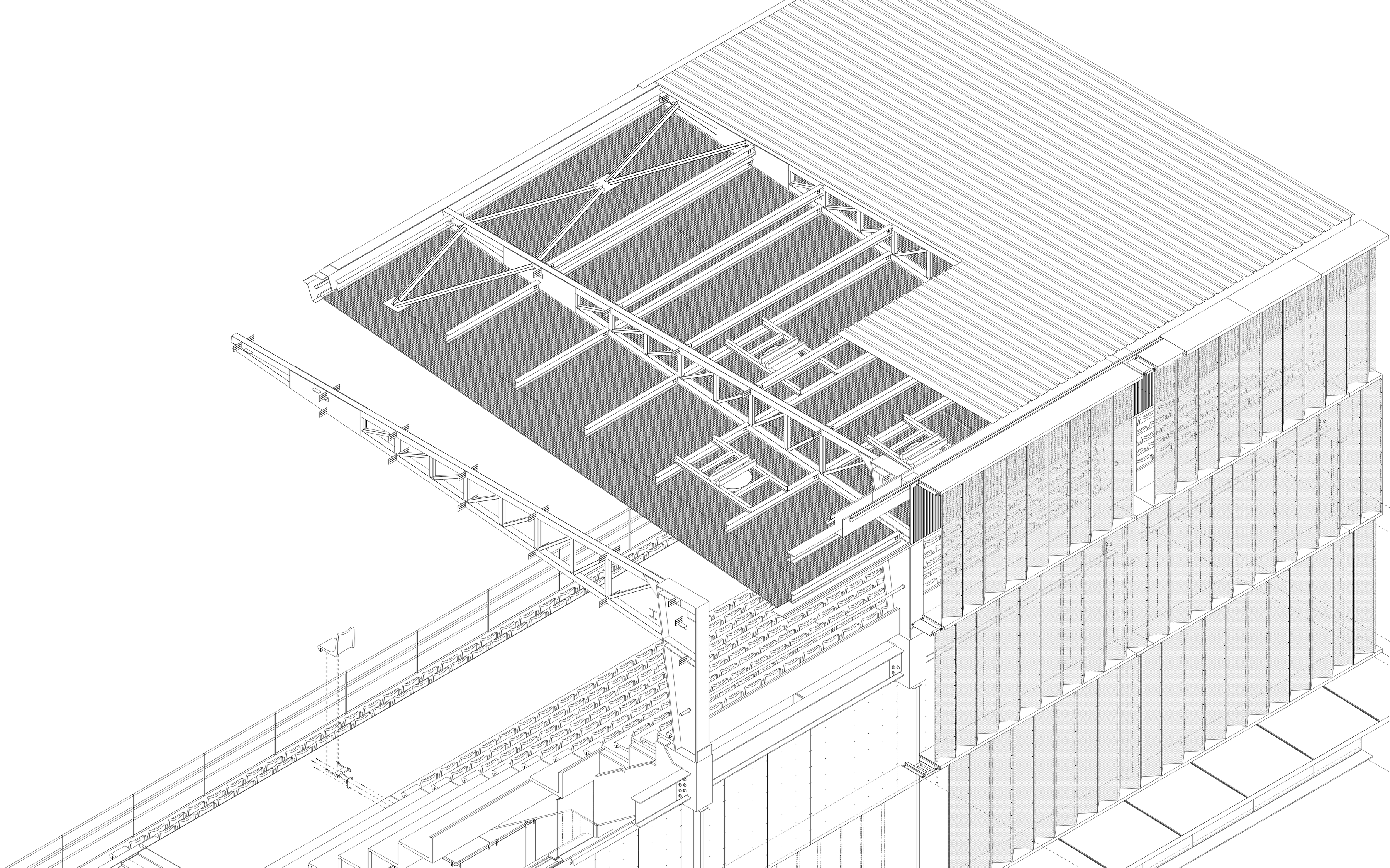 Estructura, cubierta y envolvente del Estadio de La Balastera