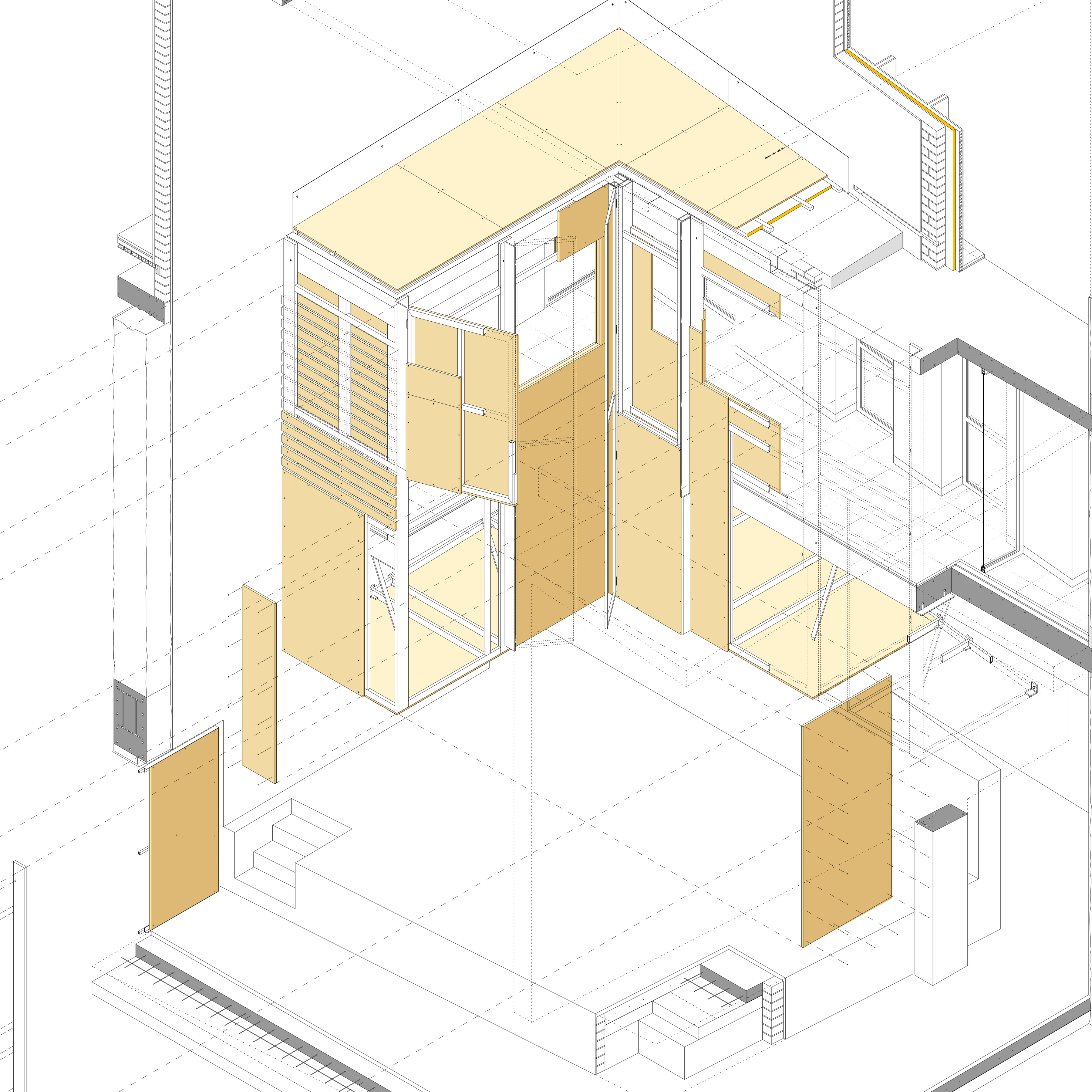 Encuadre pictórico del dibujo conjunto de la Casa del Plátano