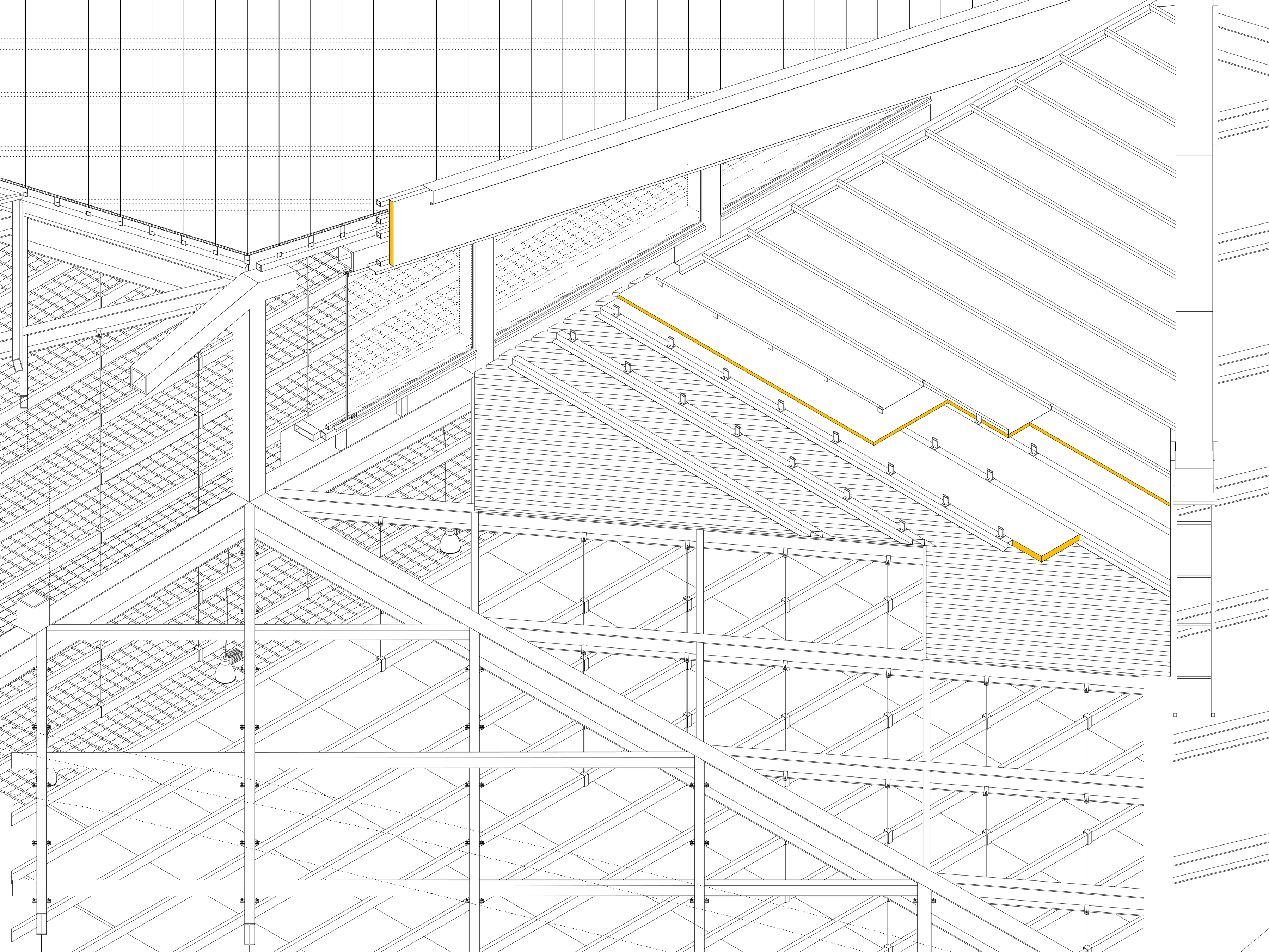Cruce de estructuras bajo la cubierta de la Estación Zaragoza-Delicias