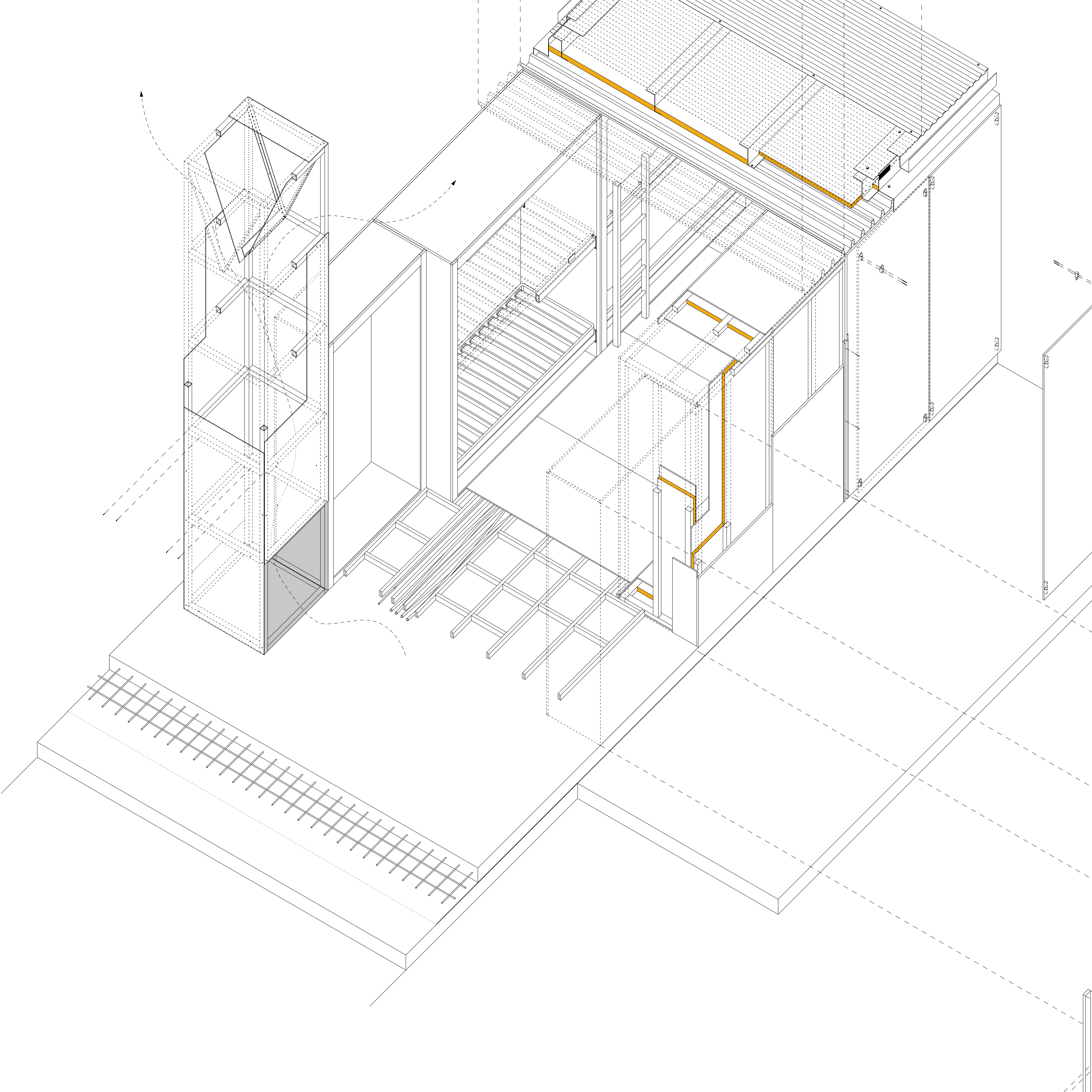 Estructura, núcleo y solera de la Vivienda Kit de Temporeros