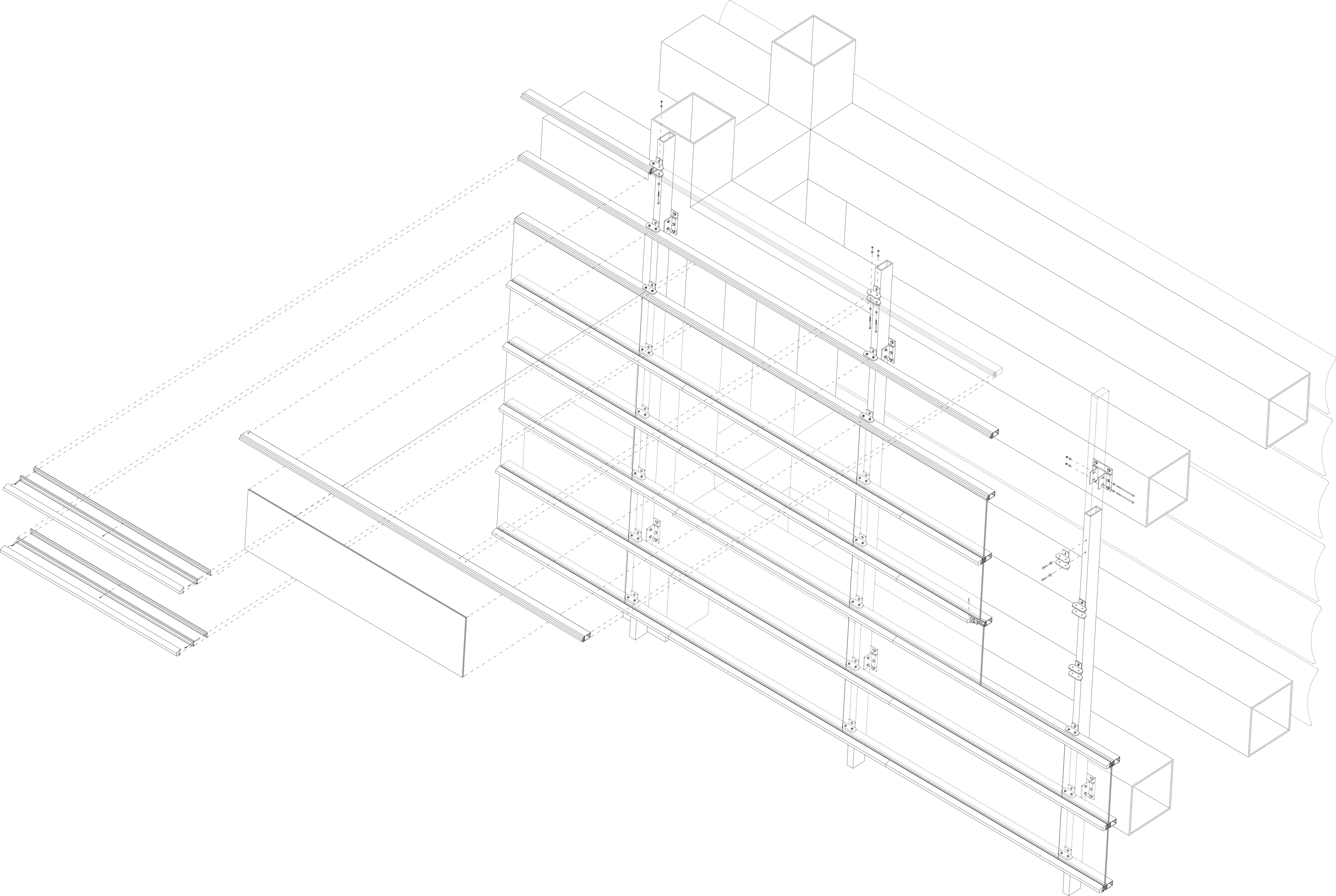 Separación de las capas de la fachada interior