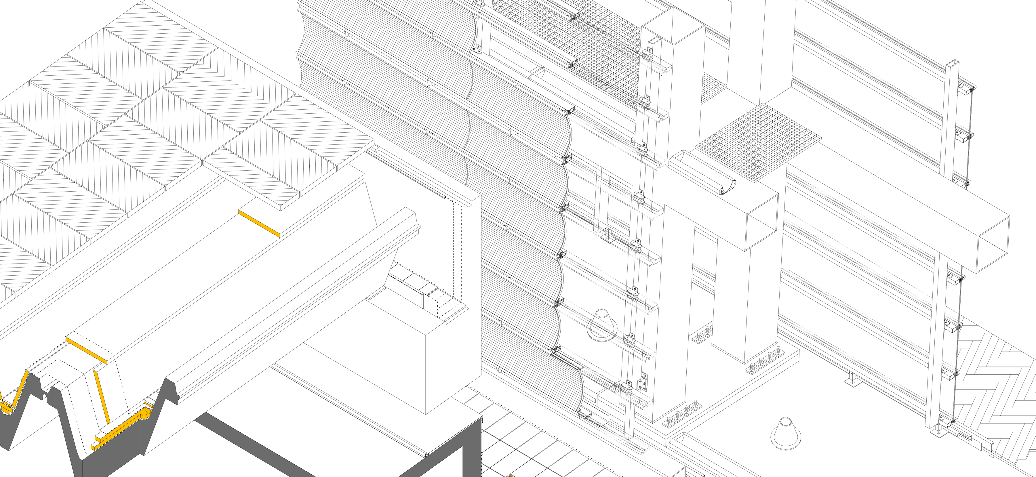 Detalle de la cubierta, la envolvente y la estructura del Kursaal